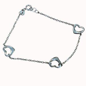 Sterling Silver Heart Link Chain Bracelet 6.5 Inch Italian-Made
